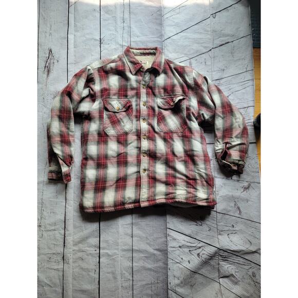 Vintage Moose Creek Jacket Mens Large Red Plaid Flanned Lined Shacket Hiking - Picture 1 of 9